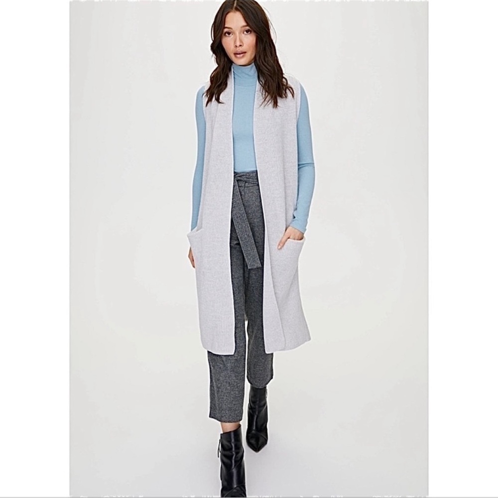 Aritzia Wilfred Grey Olivie Duster Sleeveless Cardigan size XS